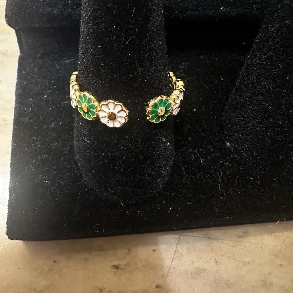Floral Green and Gold Ring